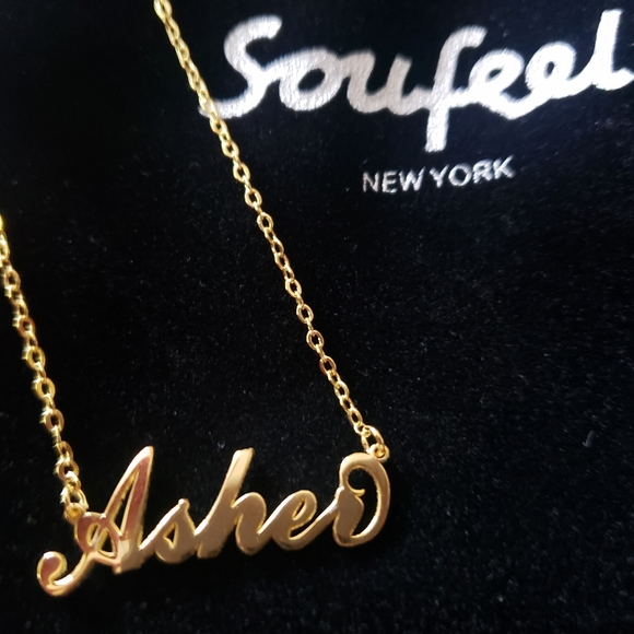NWOT SOUFEEL "Asher"Name Necklace 14kGold Plated - Picture 2 of 5